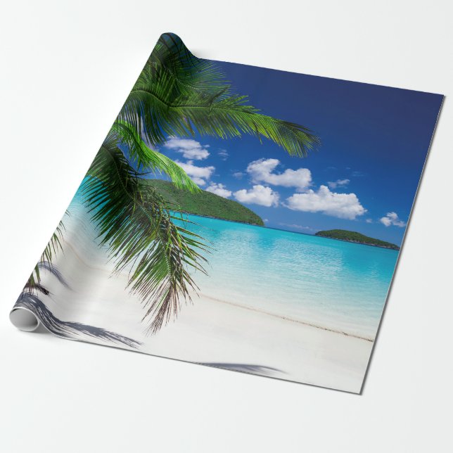 Papier Cadeau Paradis tropical classique de plage d'île (Déroulé)