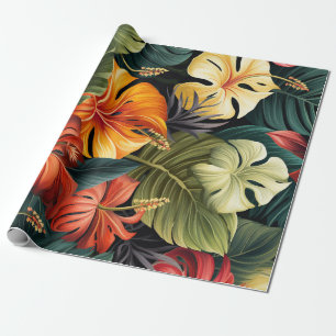 Papier Cadeau Paradis tropical flammes vives