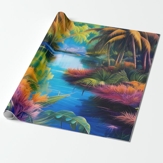 Papier Cadeau Paradis tropical II (Déroulé)