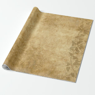Papier Cadeau Parchemin Brown rustique Vintage et vignes