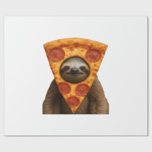 Papier Cadeau Paresseux pizza drôle étrange blague mème mignon j