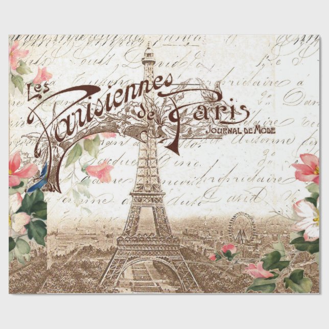 Papier Cadeau Paris au printemps (Plat)