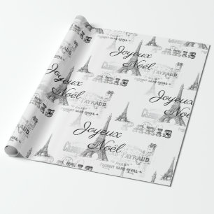 Papier Cadeau Paris Joyeux Noel Papier d'enveloppement de Noël B