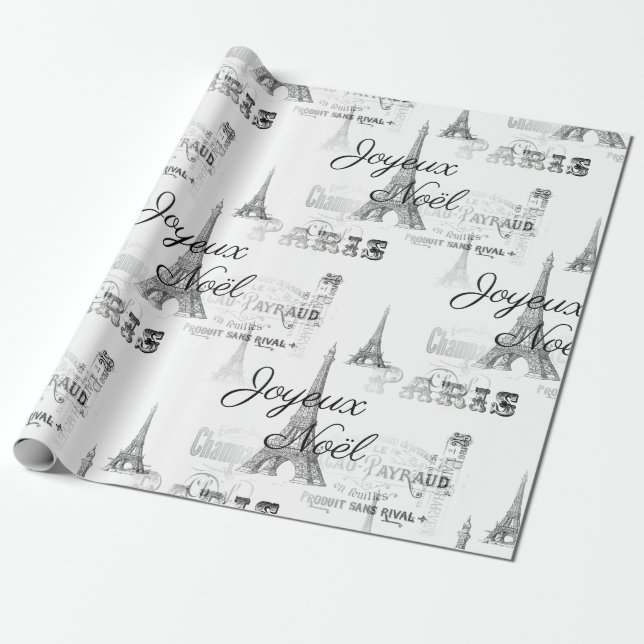 Papier Cadeau Paris Joyeux Noel Papier d'enveloppement de Noël B (Déroulé)