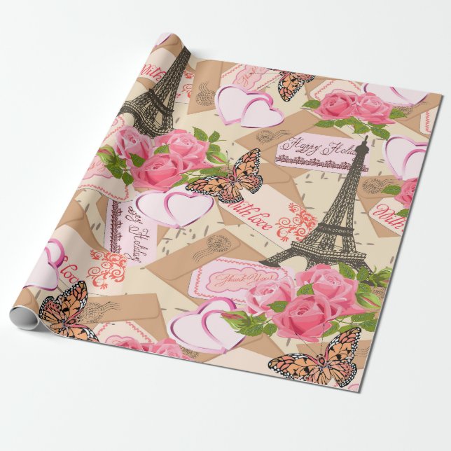 Papier Cadeau Paris Love (Déroulé)