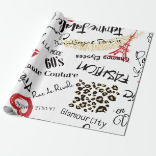 Papier Cadeau Paris mode et glamour sans couture motif