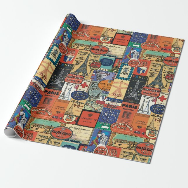 Papier Cadeau Paris Stckers vintage (Déroulé)