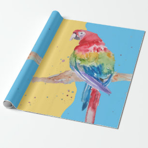 Papier Cadeau Parrot bleu Jaune Garçons Aquarelle Art Parrots