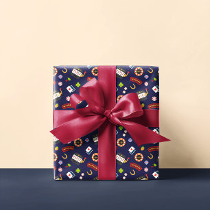 Papier Cadeau Parti Casino   Bleu