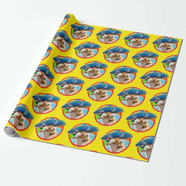 Papier Cadeau Parti Chipmunk De Sombrero (Déroulé)