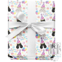 Parti Poodle Wrapping Paper in White