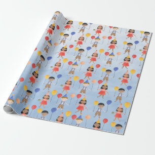 Papier Cadeau Partie Anniversaire de enfant des couleurs primair