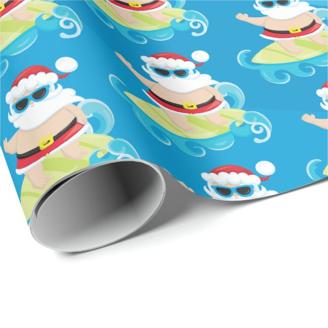Papier Cadeau Partie surfante d'enveloppe de Père Noël de Noël (Coin rond)