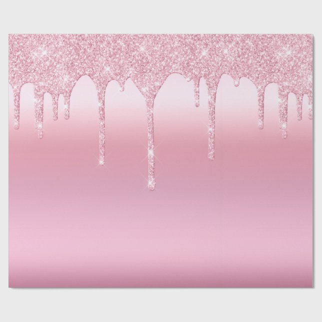Papier Cadeau Parties scintillant à goutte rose (Plat)