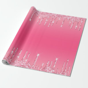 Papier Cadeau Parties scintillant à séchage rose Fille tendance 