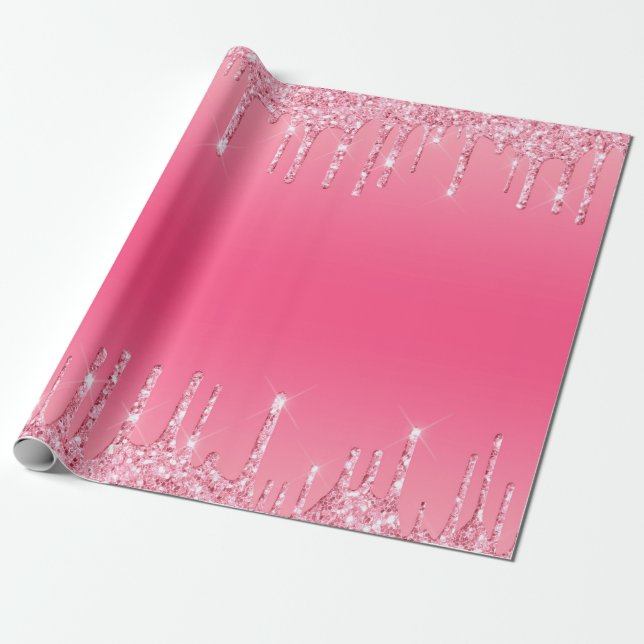 Papier Cadeau Parties scintillant à séchage rose Fille tendance  (Déroulé)