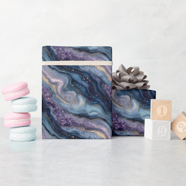 Papier Cadeau Parties scintillant Agate Purple Blue Wrapper Papi (Baby Shower)