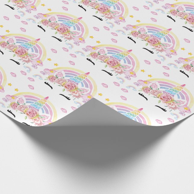 Papier Cadeau Parties scintillant arc-en-ciel de la fête Unicorn (Coin)