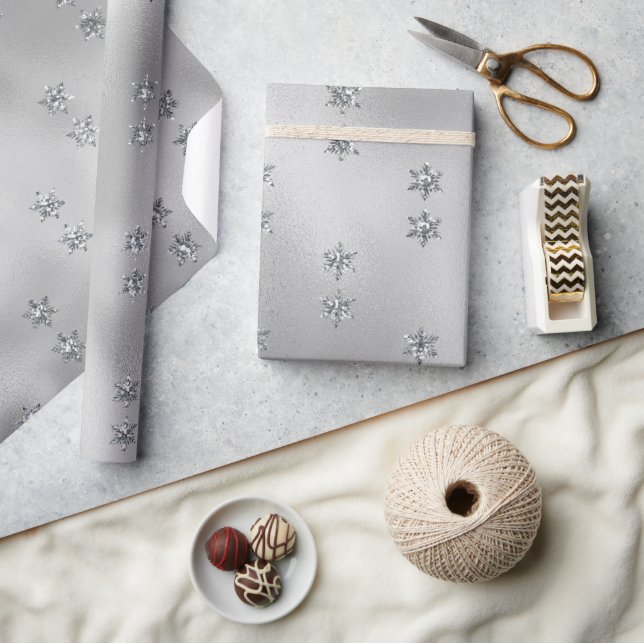 Papier Cadeau Parties scintillant Argent Étoiles Noël Fêtes (Artisanat)