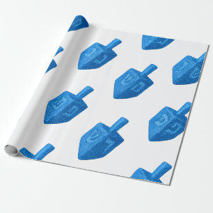 Papier Cadeau Parties scintillant bleu Jay chatoyante Dreidel Ha