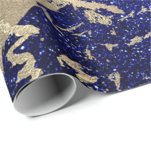 Papier Cadeau Parties scintillant Bleue Cobalt Sepia Or Marbre P