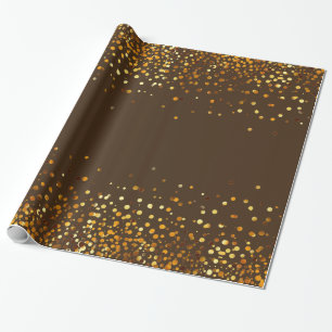 Papier Cadeau Parties scintillant Brown en or Confetti Faux Foil