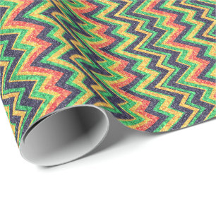 Papier Cadeau Parties scintillant colorée Faux Chevron Zigzag Mo