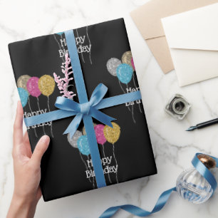 Papier Cadeau Parties scintillant d'anniversaire Ballons Motif