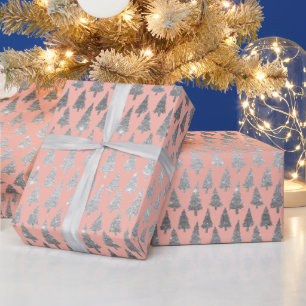 Papier Cadeau Parties scintillant d'argent métallique Xmas Arbr