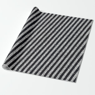 Papier Cadeau Parties scintillant d'argent noir moderne Motif