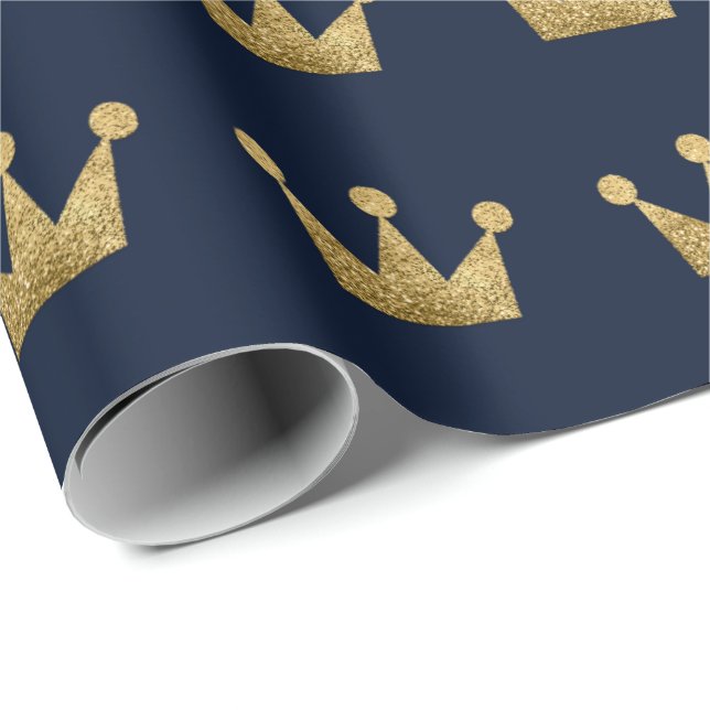 Papier Cadeau Parties scintillant de couronnes Gold Graduation L (Coin rond)