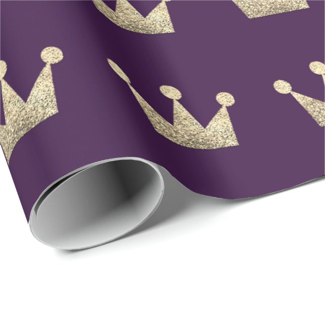 Papier Cadeau Parties scintillant de couronnes Gold Graduation V (Coin rond)