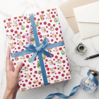 Papier Cadeau Parties scintillant de Noël des animaux des bois