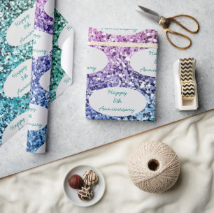 Papier Cadeau Parties scintillant de nom personnalisé de l'anniv