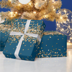Papier Cadeau Parties scintillant d'étincelle bleu or