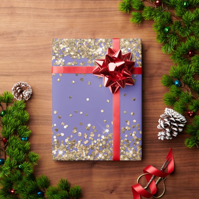 Papier Cadeau Parties scintillant d'étincelle d'or pourpre (Cadeau de vacances)