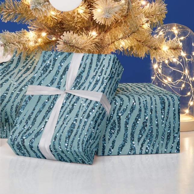 Papier Cadeau Parties scintillant d'impression Turquoise Turquoi (Vacances)