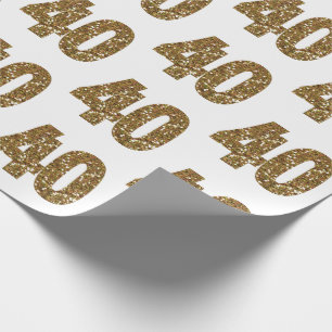 Papier Cadeau Parties scintillant d'or 40e anniversaire