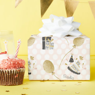 Papier Cadeau Parties scintillant d'or Ballons et Casquettes de 