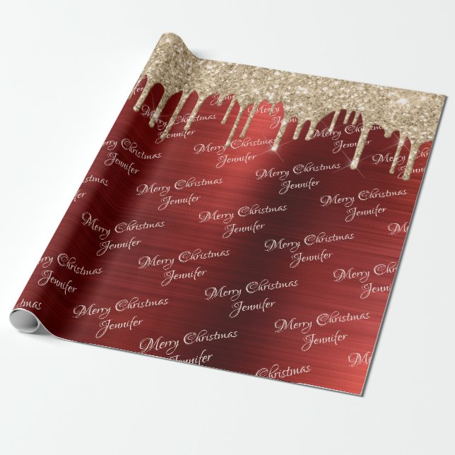 Papier Cadeau  Parties scintillant d'or de Bourgogne Déchets Nom (Déroulé)