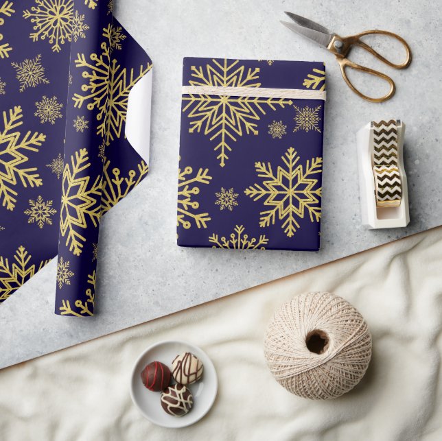 Papier Cadeau Parties scintillant d'or étincelante flocons de ne (Artisanat)