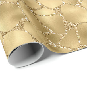 Papier Cadeau Parties scintillant d'or - Impression de girafe   