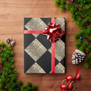 Papier Cadeau Parties scintillant d'or métal noir Abstrait chic