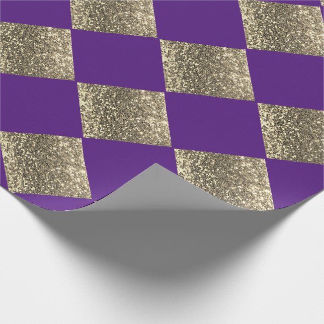 Papier Cadeau Parties scintillant d'or Métallic violet Abstrait  (Coin)