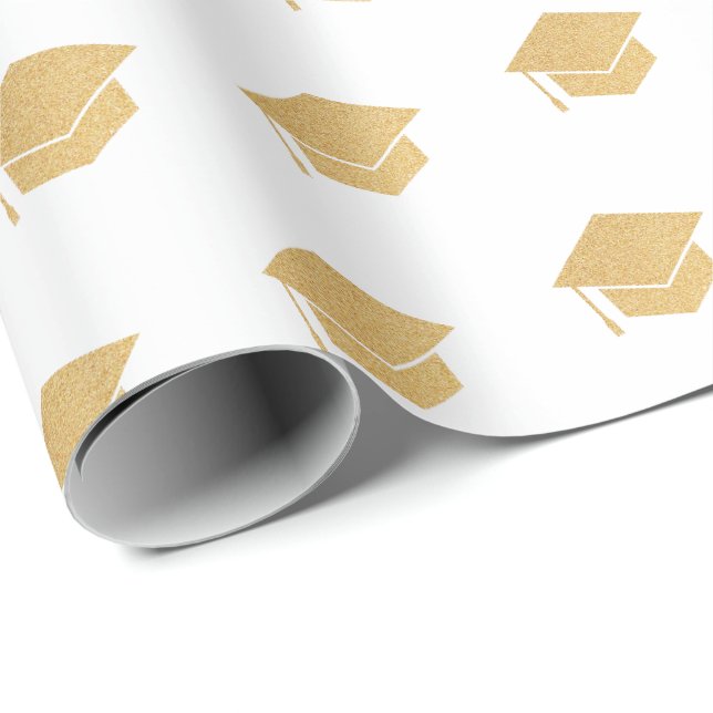 Papier Cadeau Parties scintillant d'or Motif de la capuche de gr (Coin rond)