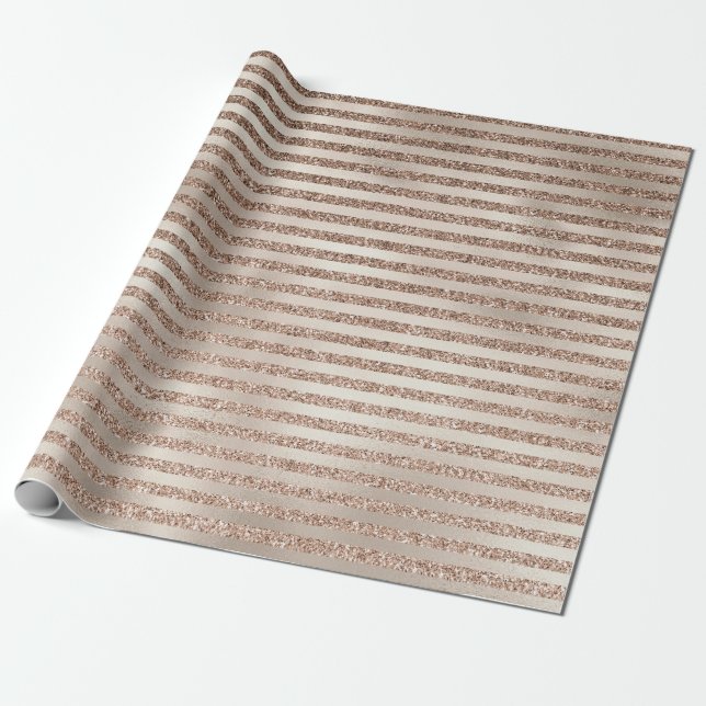 Papier Cadeau Parties scintillant d'or Ombre Stripes (Déroulé)