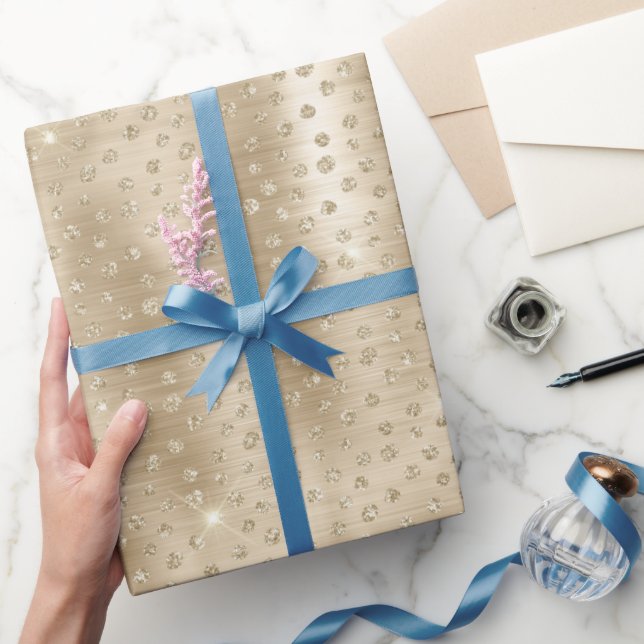 Papier Cadeau Parties scintillant d'or Polka Pot papier d'emball (Cadeaux)