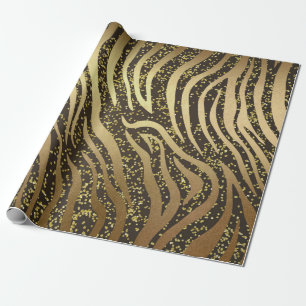 Papier Cadeau Parties scintillant d'or Sparkle Zebra Jungle Safa