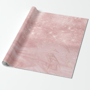 Papier Cadeau Parties scintillant en marbre rose rose rose or Sp