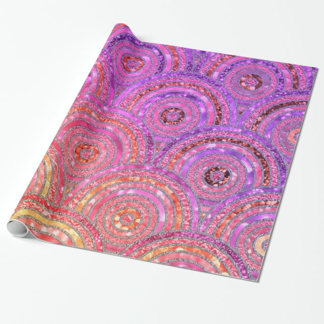Papier Cadeau Parties scintillant en métal de luxe Pink Gold Dot (Déroulé)